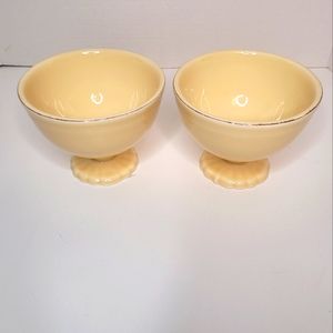 Lovely Chic French Vanilla Hue Matceramica Pedestal Bowls Set of Two